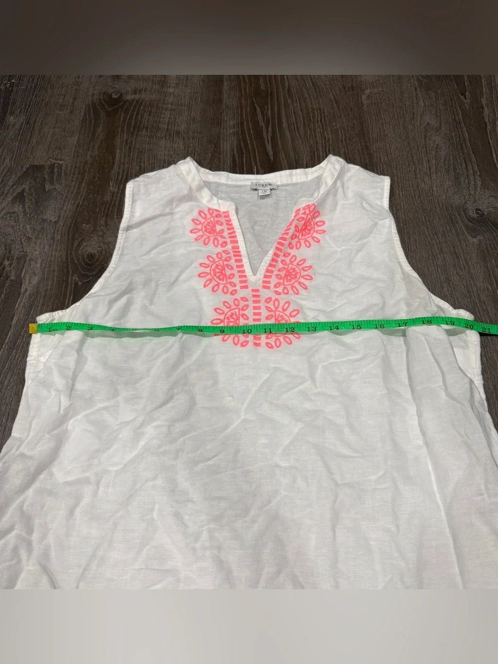 J Crew White and Pink Linen Tank Top